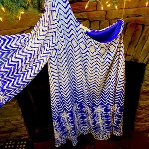 Off the shoulder summer dress! White and blue